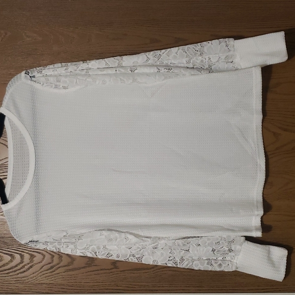 💥New boutique waffle knit lace sleeve top - Picture 7 of 11